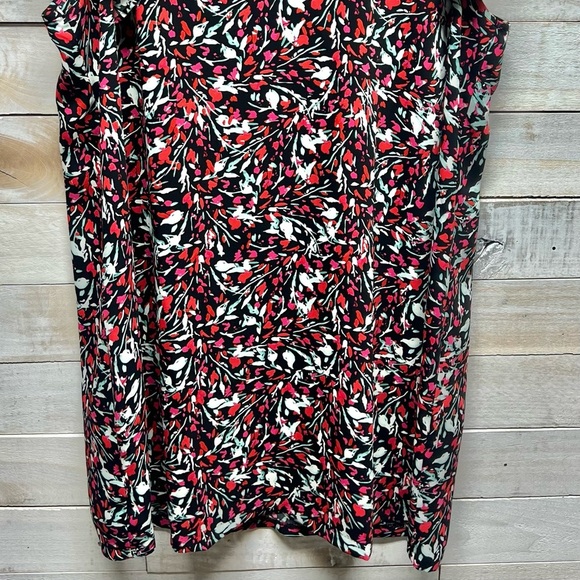 Tahari Dress Womens 1X Red Black Bird Print Flutter Sleeves Sheath‎ - Picture 3 of 10